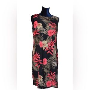 Tropical Dress, black, coral, green